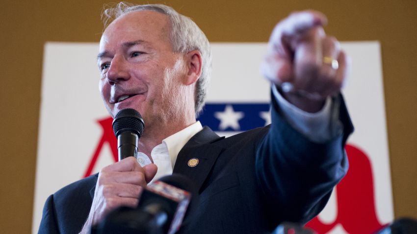 UNITED STATES - OCTOBER 31: Arkansas Gubernatorial candidate Asa Hutchinson speaks during the Republican campaign rally at Sue's Kitchen in Jonesboro, Ark., on Friday, Oct. 31, 2014. (Photo By Bill Clark/CQ Roll Call)