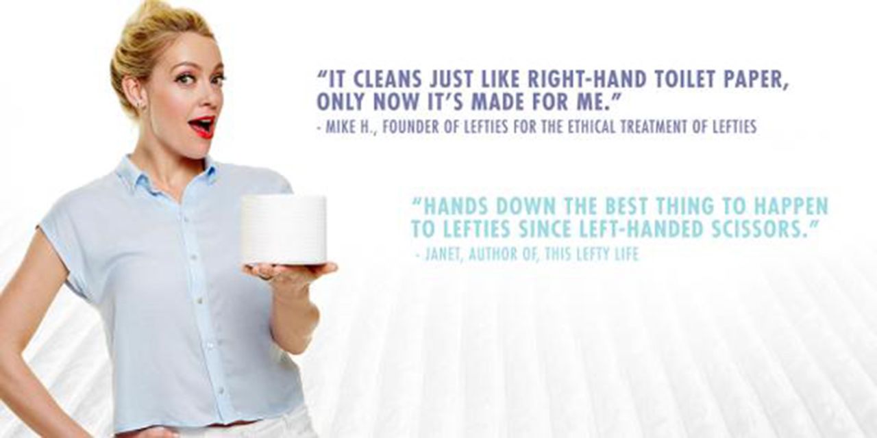 <a href="https://twitter.com/cottonelle/status/583249876852609025" target="_blank" target="_blank">Cottonelle</a> unveiled a version of its toilet paper for left-handed people. Finally!