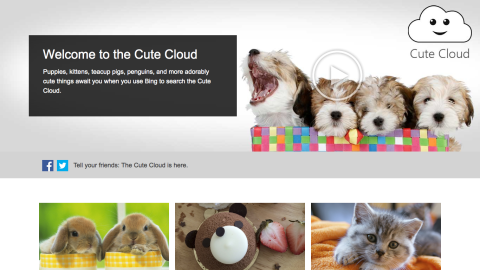 Search engine Bing unveiled its <a href="http://www.bing.com/explore/cutecloud" target="_blank" target="_blank">Cute Cloud</a>, promising that "puppies, kittens, teacup pigs, penguins, and more adorably cute things await you." We sort of wish this was a real thing.