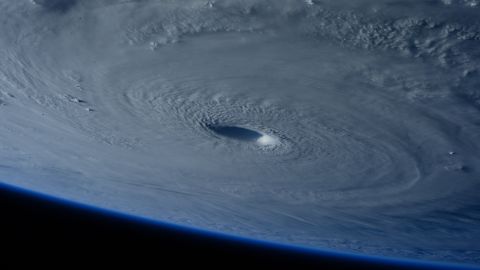 ESA Astronaut Samantha Cristoforetti captured this image of Typhoon Maysak while flying over the weather system on board the International Space Station.