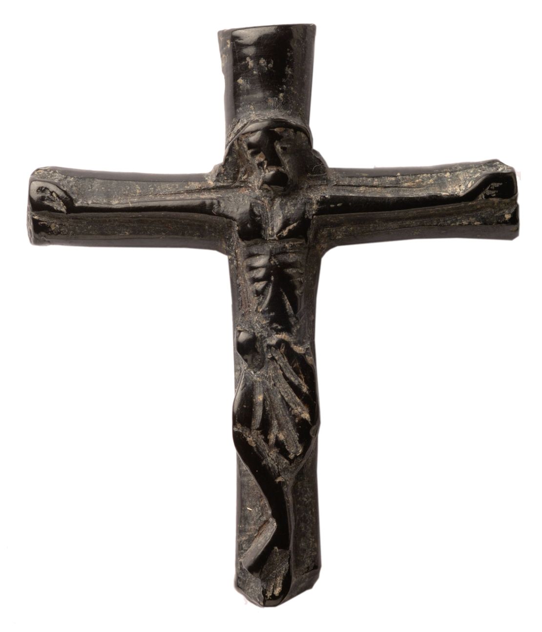 This crucifix, made from Whitby jet, was one of the few items of value found in the graves.