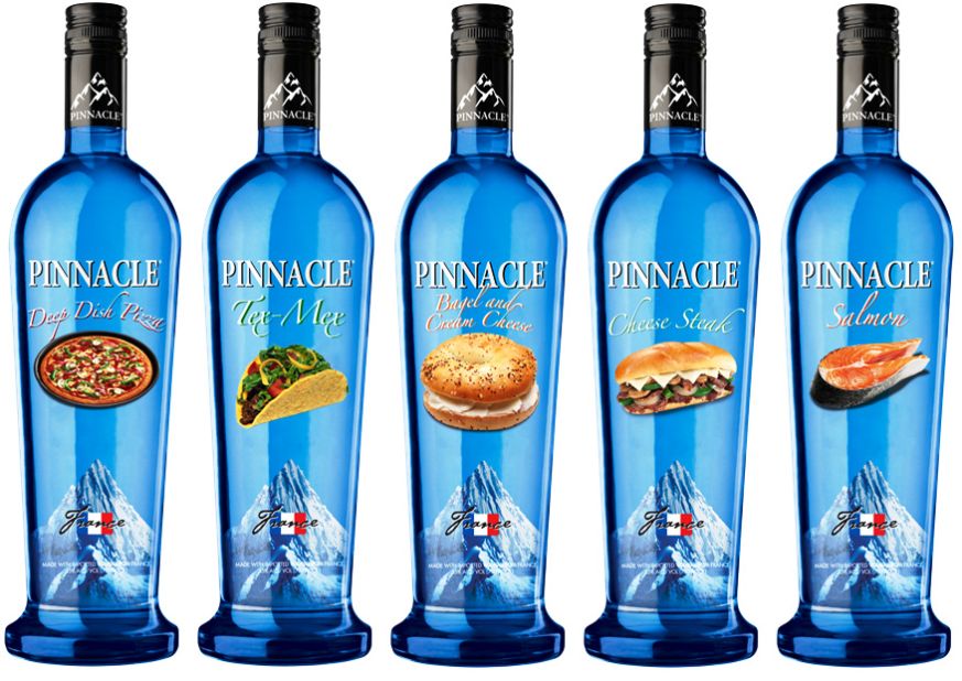 Pinnacle announced a line of flavored vodkas, including deep-dish pizza, salmon and cheese steak. Yum!