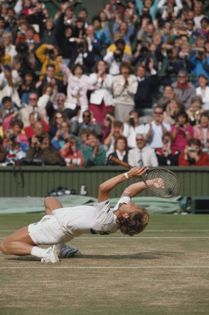 Stefan Edberg thrived on grass during the serve-and-volley era. The Swede is seen celebrating after defeating Boris Becker during their Men's Singles final match at the Wimbledon in 1988. Edberg won two Wimbledon titles, while Becker claimed three.