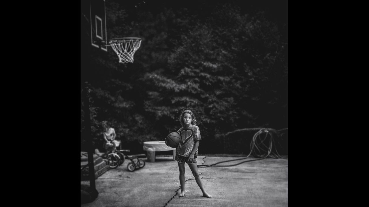 The basketball hoop came home as a Father's Day gift, Parker said, but her husband isn't the only one who plays.