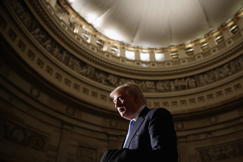 Donald Trump attends golf legend Jack Nicklaus' Congressional Gold Medal ceremony on March 24, 2015, in the U.S. Capitol Rotunda. Trump announced on March 18 that he had launched a presidential exploratory committee.