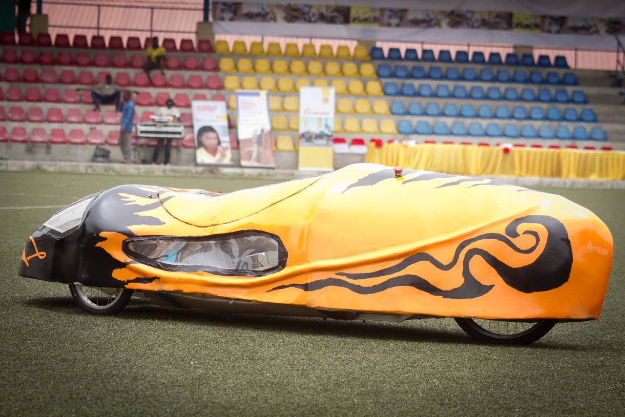 Made from fiberglass, the "Autonov III" from the University of Lagos is shaped like a teardrop to minimize drag.