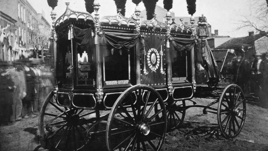 An ornate hearse was used for Lincoln's funeral procession through the streets of Springfield, Illinois, in 1865. A replica is being made for a May 2-3 re-creation of the event that will conclude at Oak Ridge Cemetery.