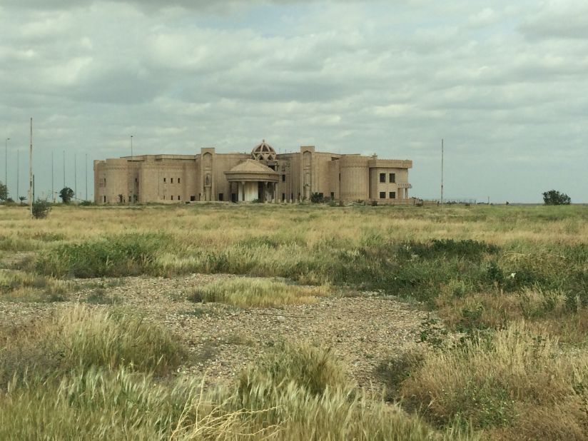 A palace of former Iraqi dictator Saddam Hussein, caught in the battle between ISIS militants and Iraqi forces, is pictured in his hometown of the northern city of Tikrit, Iraq on April 1, 2015.