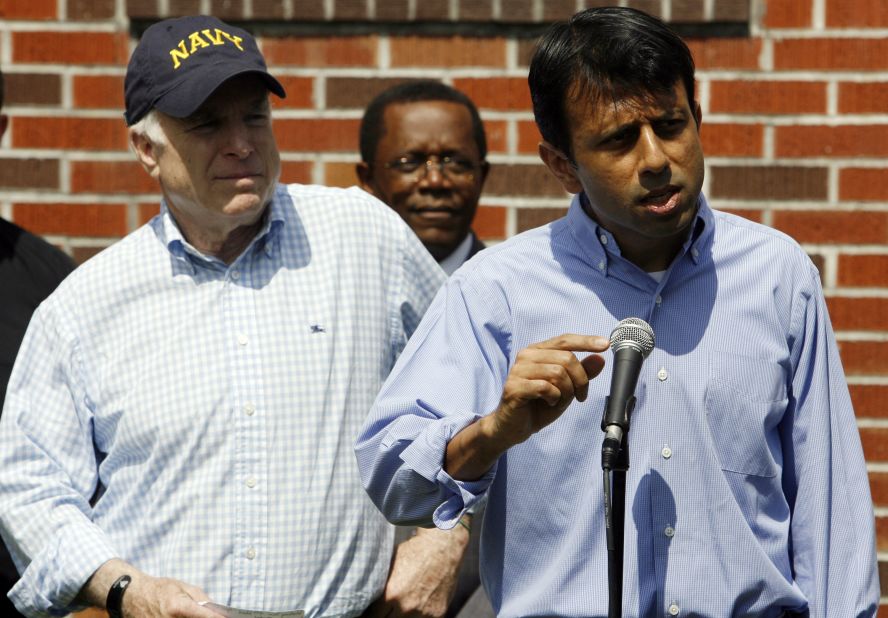 Jindal speaks at St. David's Catholic Church in New Orleans with Sen. John McCain during the Arizona senator's bid for president in 2008.