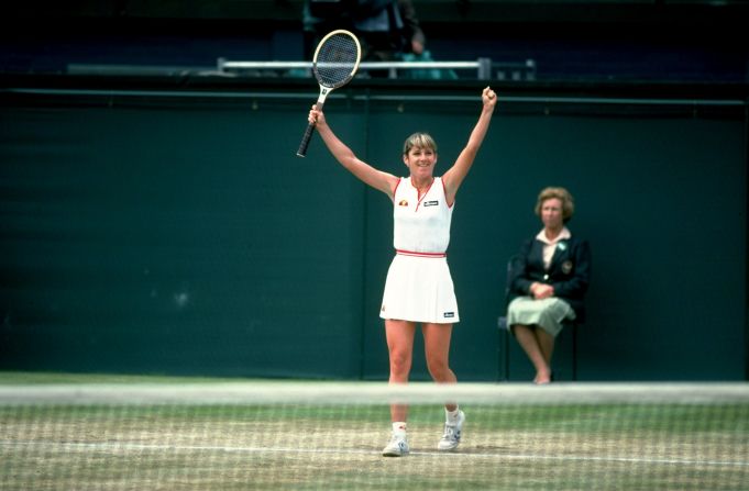 Chris Evert of the U.S. is one of two women to win over a thousand matches, clocking a total of 1,309 wins across a glittering career.