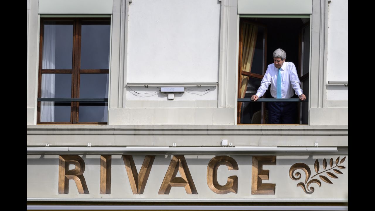 During a break in Iran nuclear talks, U.S. Secretary of State John Kerry looks out the window of his hotel room Wednesday, April 1, in Lausanne, Switzerland. The United States and other world powers <a href="http://www.cnn.com/2015/04/02/world/iran-nuclear-talks/index.html" target="_blank">have agreed on the general terms of a deal</a> meant to keep Iran's nuclear program peaceful, a major breakthrough after months of high-stakes negotiations. The deal calls for Iran to limit its enrichment capacity and stockpile in exchange for the European Union lifting economic sanctions that have hobbled Iran's economy.