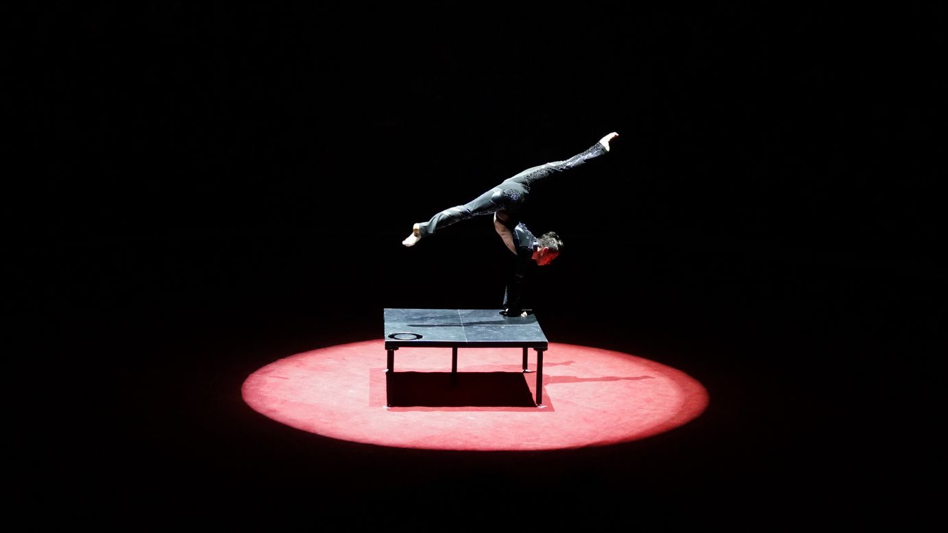 A circus artist performs during a show in Kiev, Ukraine, on Saturday, March 28.