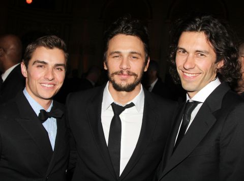 Dave, left, James and Tom Franco attend the after-party for the Broadway opening night of "Of Mice and Men" in New York on April 16. James Franco played George in the adaptation of the John Steinbeck novel.