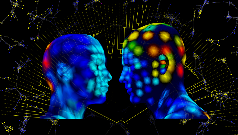 The bacteria and chemicals found on human skin have been sampled and mapped across the body in a series of 3-D images. Pictured, an artistic representation depicts how the location and intensity of molecules are mapped and visualized.