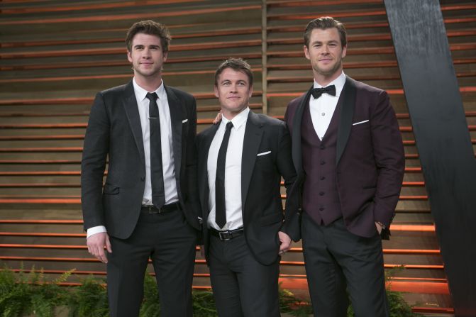 From left, Liam, Luke and Chris Hemsworth are a handsome trio of brother actors from Down Under.  