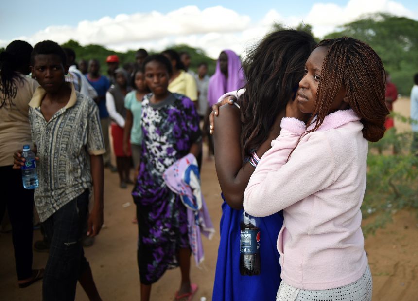 Students mourn the victims on April 3, 2015.