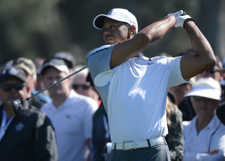 Will Tiger Woods be one of Watson's rivals? A comeback could be on the cards for the four-time Masters winner -- pictured here at Torrey Pines in February 2015 -- who was seen playing a practice round at Augusta last week. 
