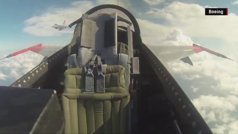 F 16 fighter jet flies with empty cockpit