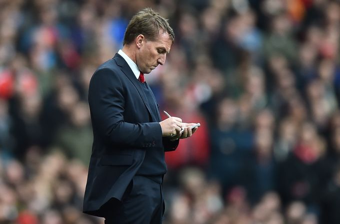 Liverpool coach Brendan Rogers had lots to discuss during the break.