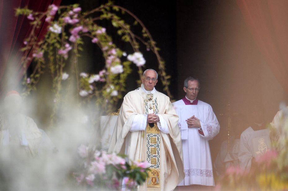 Pope Francis leads the Easter Mass at St Peter's Square.