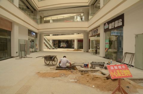 Construction work is underway. The mall is the biggest in the world, more than twice the size of Mall of America -- the biggest shopping center in the United States.