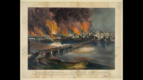 Richmond, the Confederate capital, fell on April 3, 1865.  Jefferson Davis, the Confederacy's president, fled the town the evening before.