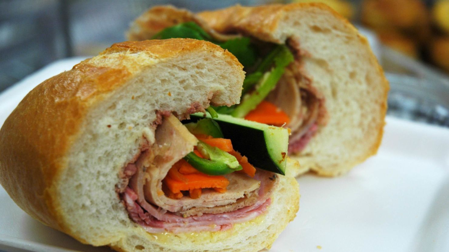 One could easily spend their entire New Orleans visit feasting on bread-wrapped delicacies. Pictured here is a banh mi from Dong Phuong Bakery.