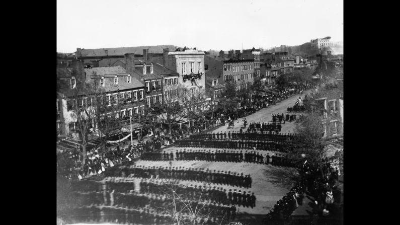 Part of the procession on April 19, 1865, which accompanied Lincoln's body from the White House to the Capitol Building in Washington. 