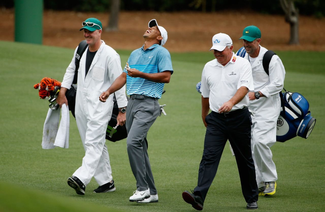 Woods played nine holes on Monday with 1998 Masters champion Mark O'Meara, who said he saw some good signs in the 14-time major winner's game.