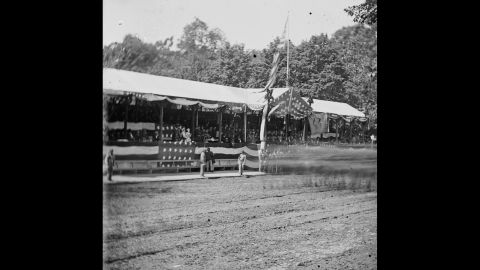 The presidential reviewing stand in Washington at the Grand Review of the Army after the end of the war.