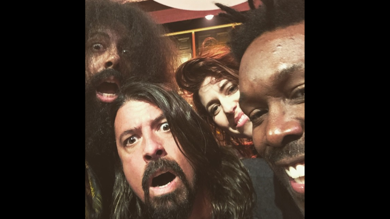 Comedian Reggie Watts, left, and rocker Dave Grohl look surprised in this selfie Watts <a href="https://instagram.com/p/1J_rTmqFez/" target="_blank" target="_blank">posted to his Instagram account</a> on Monday, April 6.