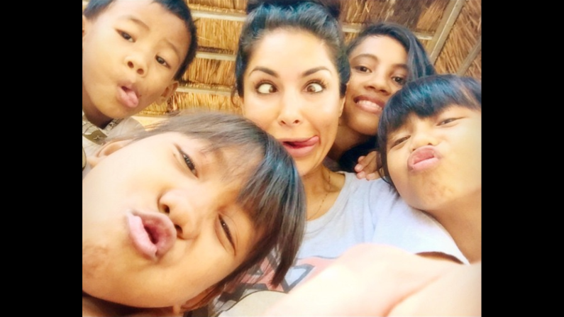 "My friends and I at Hope children's home orphanage," said actress Saye Yabandeh in this selfie <a href="https://instagram.com/p/1J9mI8uD8z/?taken-by=misssaye" target="_blank" target="_blank">she took in Cambodia</a> on Monday, April 6. "We play SO much."