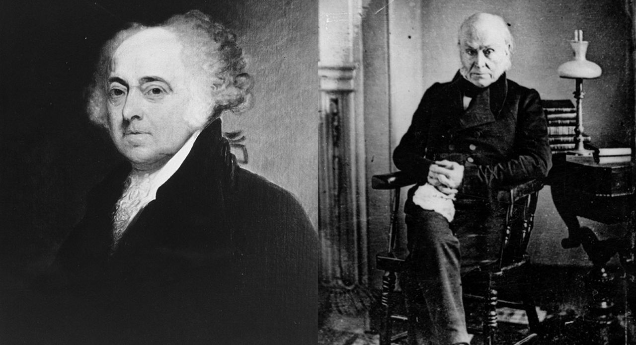 The first father and son to each win the presidency was John Adams (left), one of the nation's Founding Fathers and the second president, and his son John Quincy Adams, who was America's sixth president. 