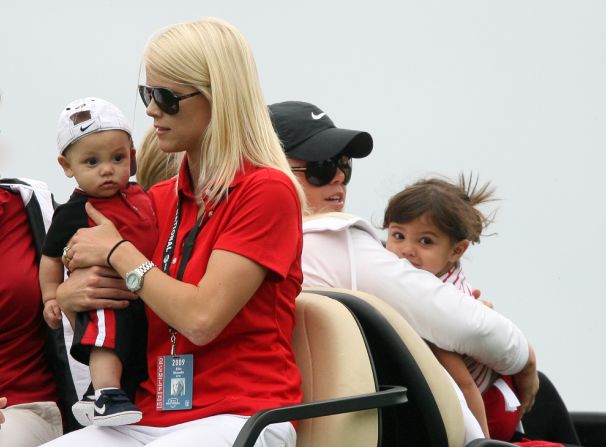 Daughter Sam, right, and son Charlie, pictured left in 2009 with their mother Elin Nordegren, have become a bigger focus for Woods since his family split after his extra-marital affairs were revealed.