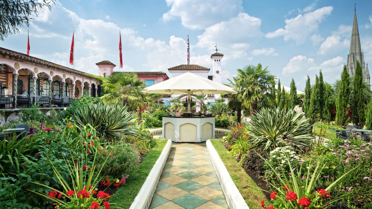 The Spanish garden is one of three themed areas on the London rooftop. 