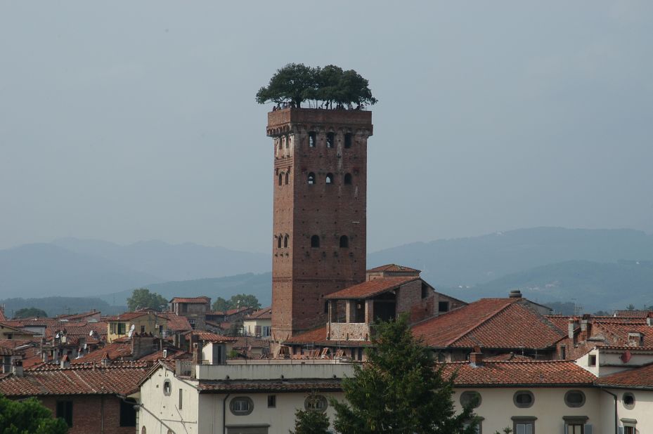 The town of Lucca's centerpiece is the Torre (Tower) Guinigi, instantly recognizable for its crown of holm oaks, planted as a statement of nobility by the Guinigi family in the 1300s. 