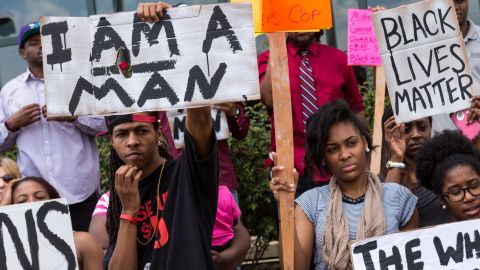 Protesters in North Charleston decry Walter Scott's death shortly after the shooting. 