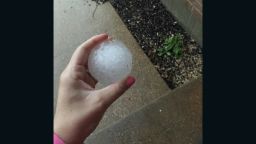 A woman in Missouri found this hailstone in her yard on Wednesday.