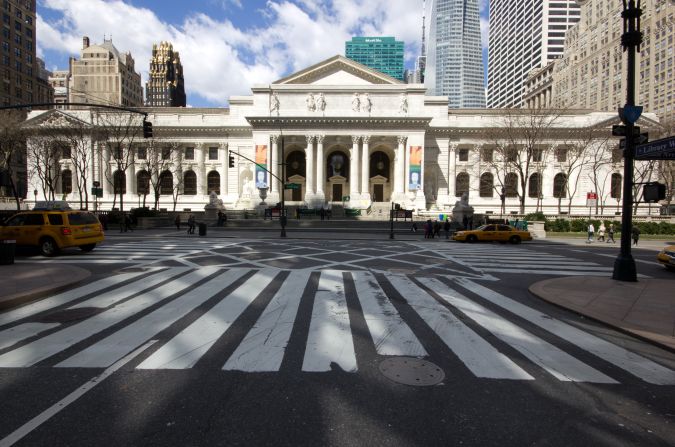 The<a href="index.php?page=&url=http%3A%2F%2Fwww.nypl.org%2Fabout%2Flocations%2Fschwarzman%2Fvisitor-guide" target="_blank" target="_blank"> Stephen A. Schwarzman Building</a> of the New York Public Library is a Beaux Arts landmark on Fifth Avenue and 42nd Street. Designed by the firm Carrère & Hastings, the library opened to the public in 1911. It houses about 15 million items.