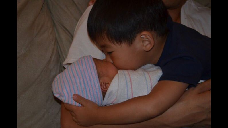 "He was so excited to see a baby at home, he kept on trying to hug, kiss and hold him. Of course, then he started to realize that Nathan wasn't here as a visitor, but a new member of our family." -- <a href="index.php?page=&url=http%3A%2F%2Fireport.cnn.com%2Fdocs%2FDOC-1232242">Gina J. Chan</a>, Braintree, Massachusetts 