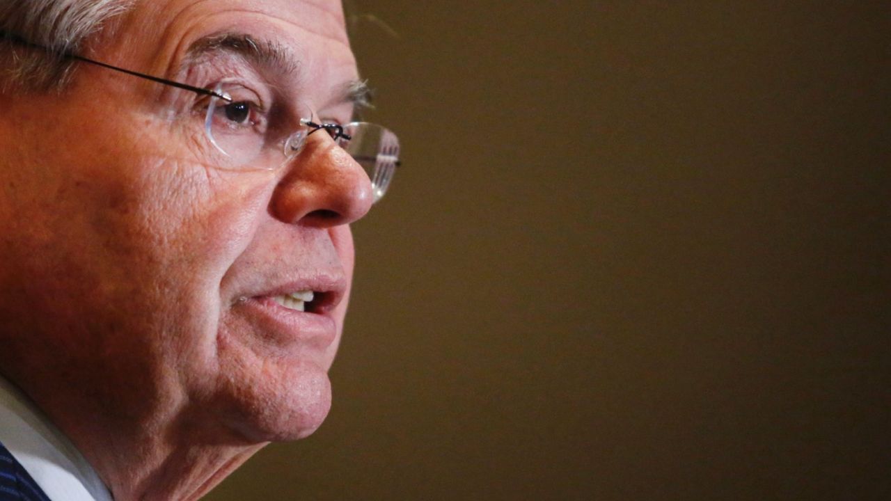 Sen. Robert Menendez (D-NJ) speaks at a press conference on March 6, 2015 in Newark New Jersey.