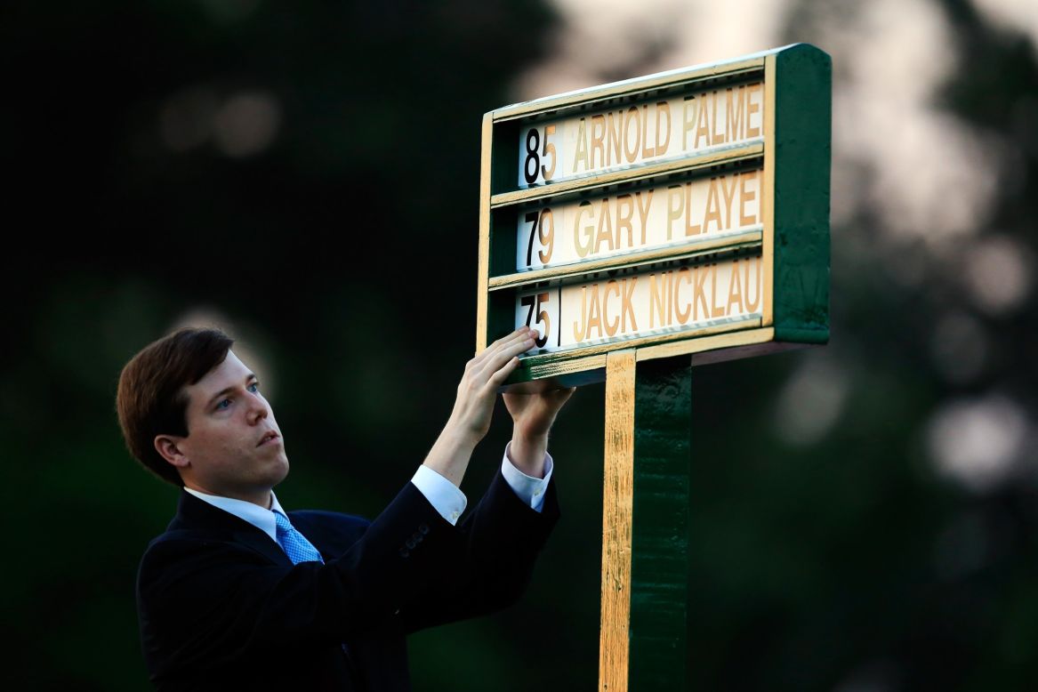 Names of the honorary starters, with their ages, are placed in a standard on the first tee. Player won three Masters titles while Nicklaus holds the record with six, and in 1986 was the oldest victor aged 46.