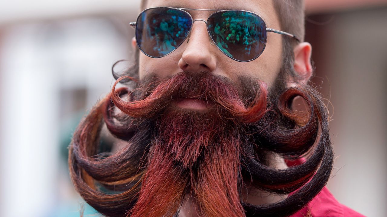 A man takes part in Russia's beard and mustache championship Saturday, April 4, in Moscow.