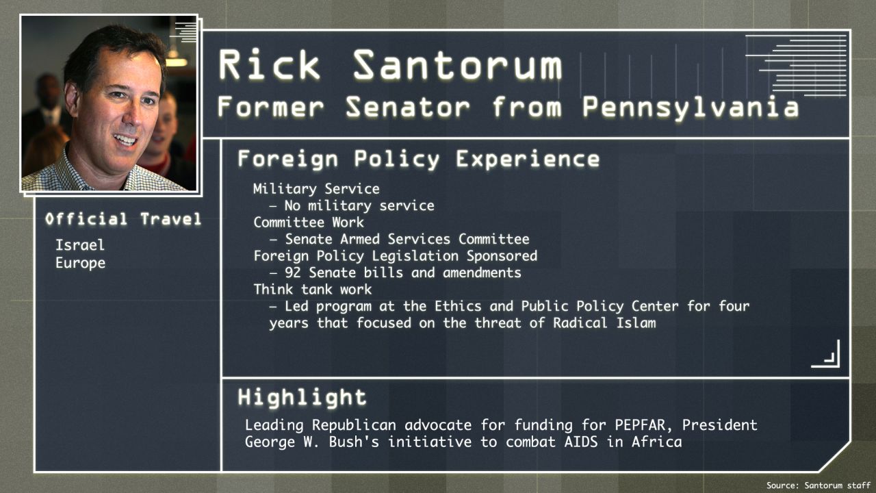 Santorum foreign policy credentials