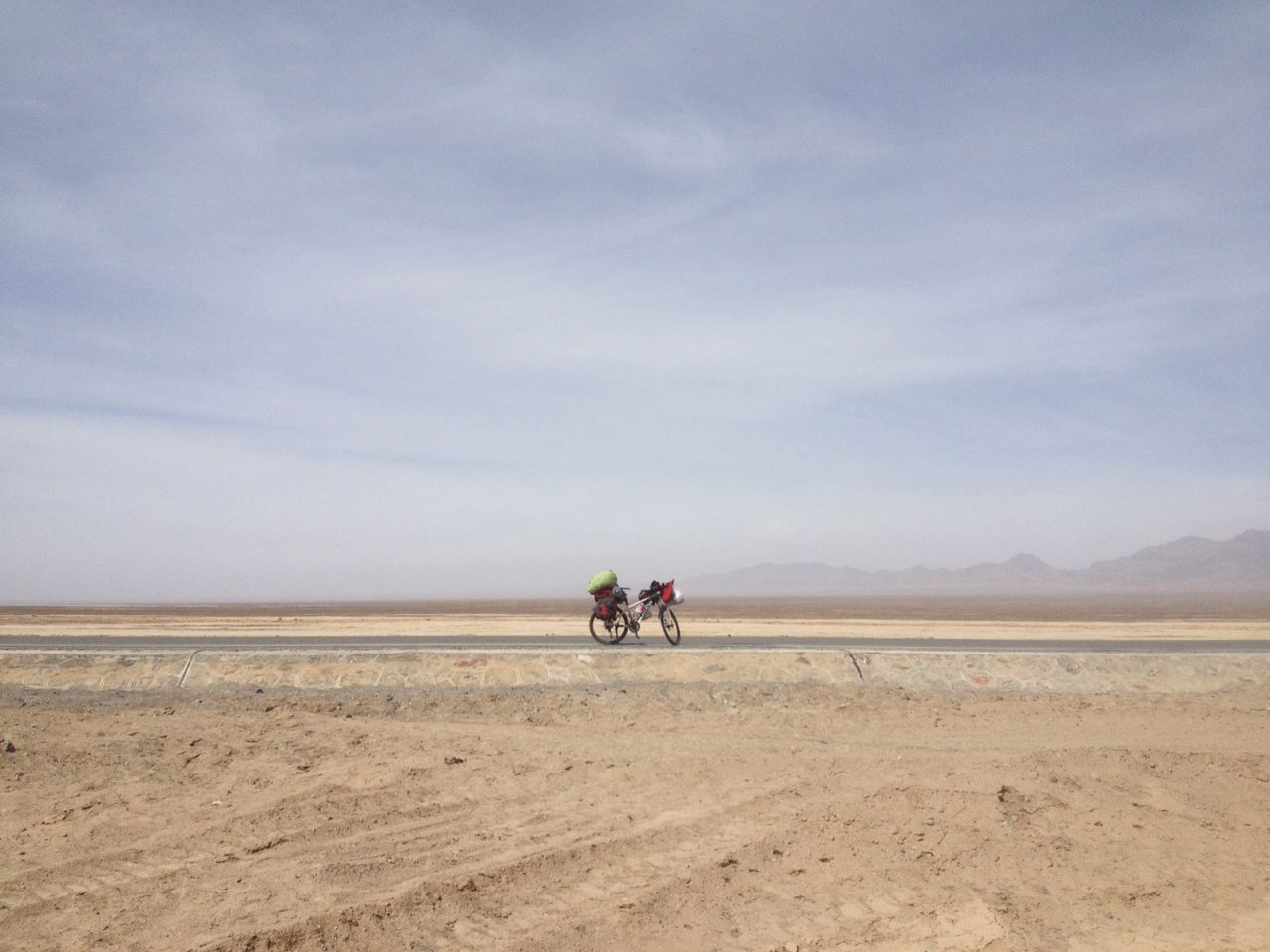 The bike accompanied Wang to the edges of China, from northwestern Xinjiang (pictured) to the northernmost Heilongjiang.