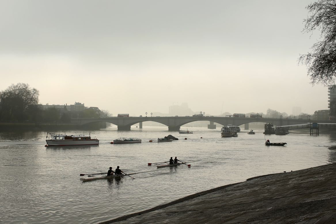 The men's University Boat Race has been contested on London's Thames since 1845. The annual race between the UK's two premier universities takes place between Putney Bridge (pictured) and Mortlake in south-west London.  