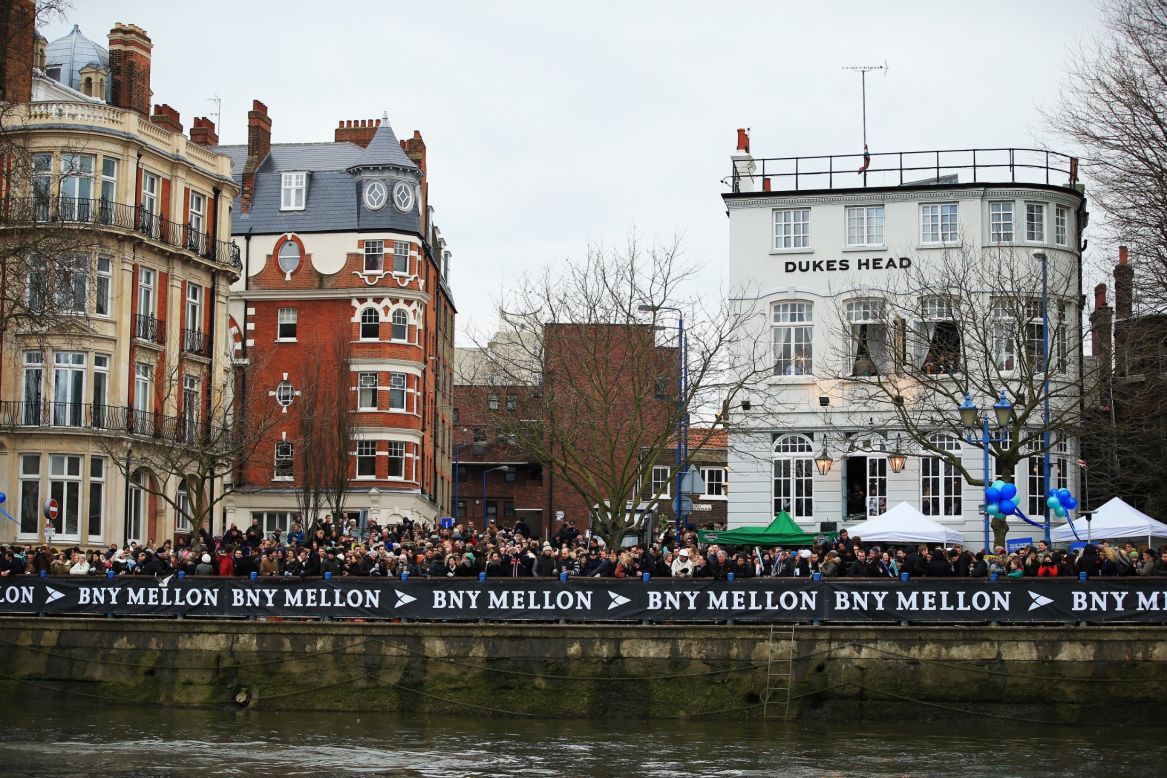 The event takes place annually around Easter time. Despite frequently glum weather, the race always attracts tens of thousands of spectators along the route with many congregating at the start in Putney (pictured) on the south bank of the Thames.  