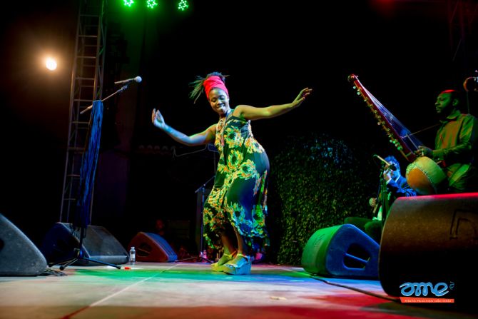 Karyna Gomes, a soul singer from Guinea Bissau, dances on stage at AME.