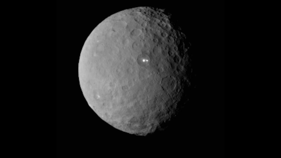 Dwarf planet Ceres, composed of rock and ice, is the largest object in the asteroid belt. <br />  