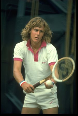 Bjorn Borg (seen serving in 1974 at the SW19 tournament) is the greatest Wimbledon men's champion of the pre-graphite racket era. The added four centimeters of width introduced more power to the game, according to an Australian sports physicist, leading to more injuries. Borg won five consecutive Wimbledon titles, from 1976 to 1980. 